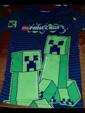 Boys Green & Navy Minecraft Graphic Tee